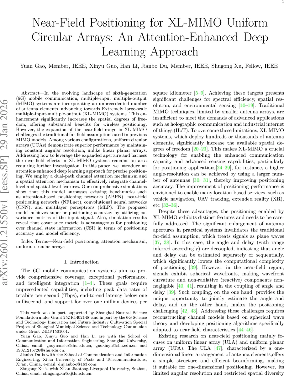 Near-Field Positioning for XL-MIMO Uniform Circular Arrays: An Attention-Enhanced Deep Learning Approach