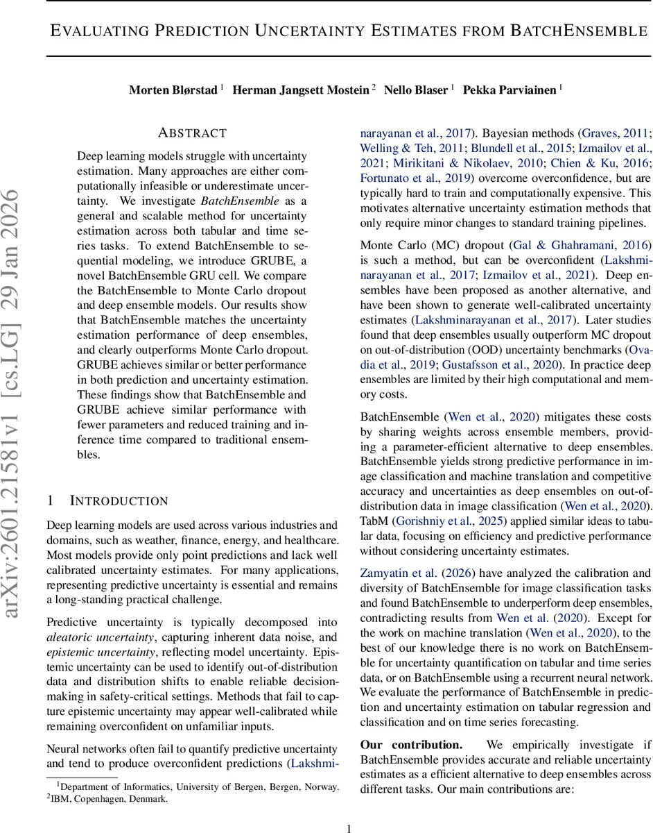 Evaluating Prediction Uncertainty Estimates from BatchEnsemble