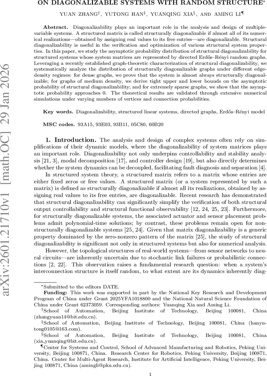 On Diagonalizable Systems with Random Structure