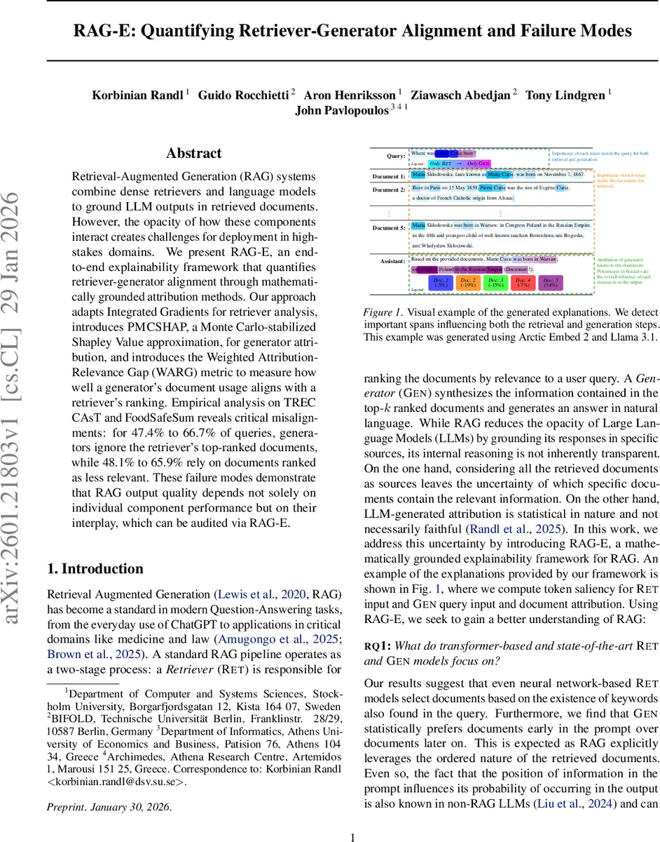 RAG-E: Quantifying Retriever-Generator Alignment and Failure Modes