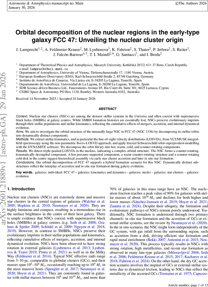 Orbital decomposition of the nuclear regions in the early-type galaxy FCC 47: Unveiling the nuclear cluster origin