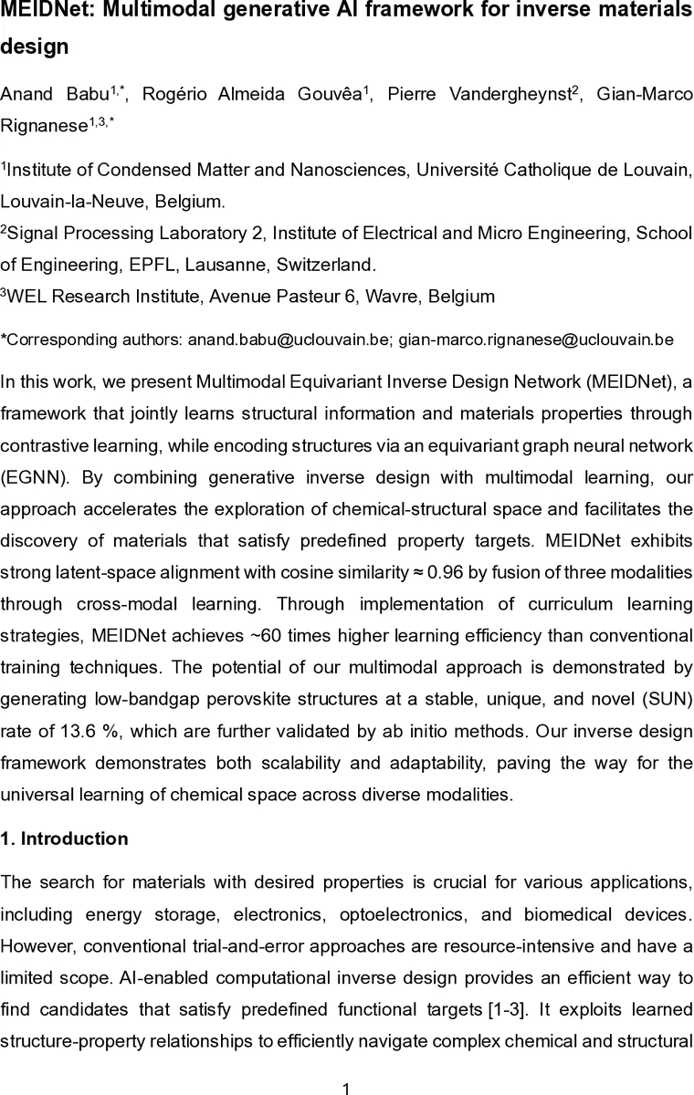 MEIDNet: Multimodal generative AI framework for inverse materials design