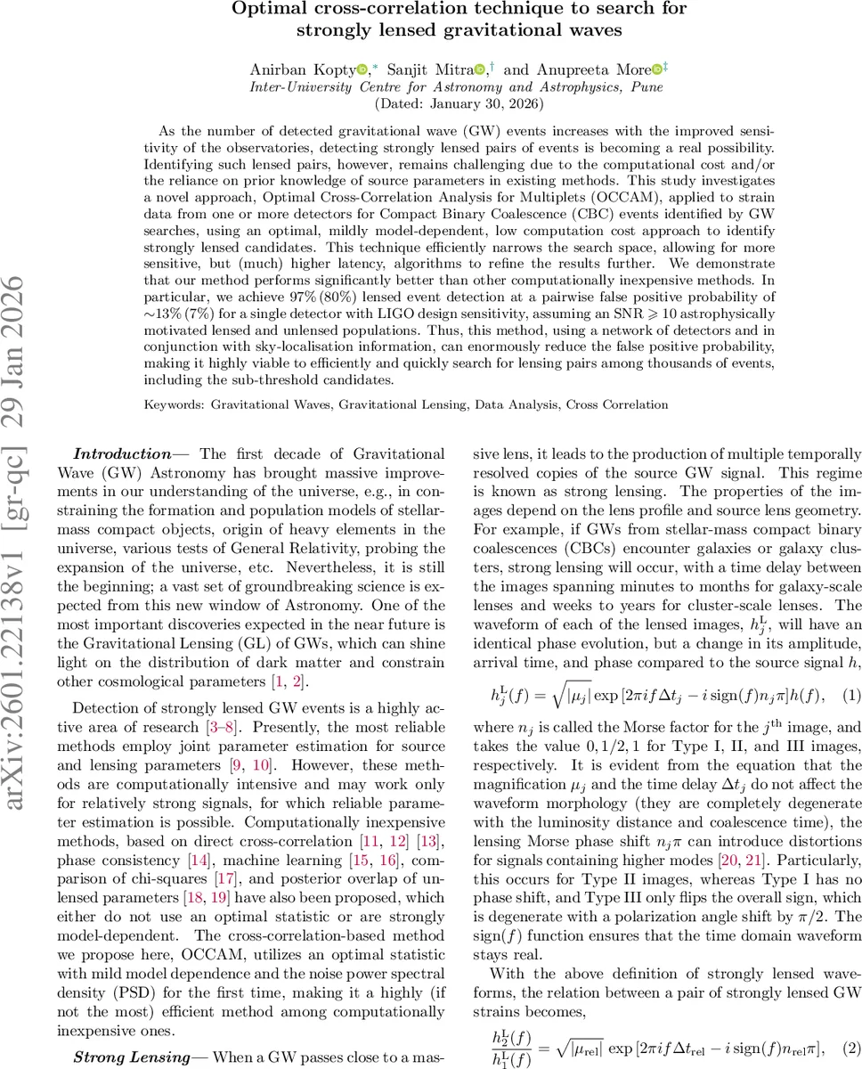 Optimal cross-correlation technique to search for strongly lensed gravitational waves