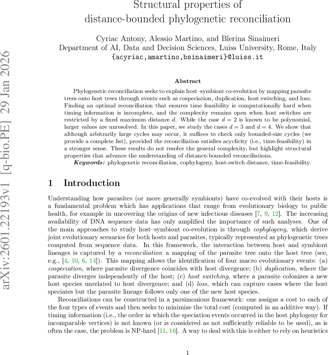 Structural properties of distance-bounded phylogenetic reconciliation