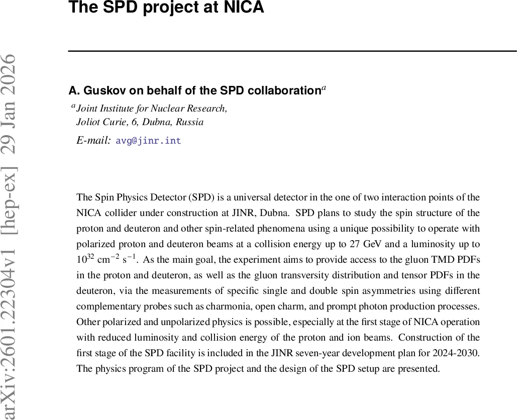 The SPD project at NICA