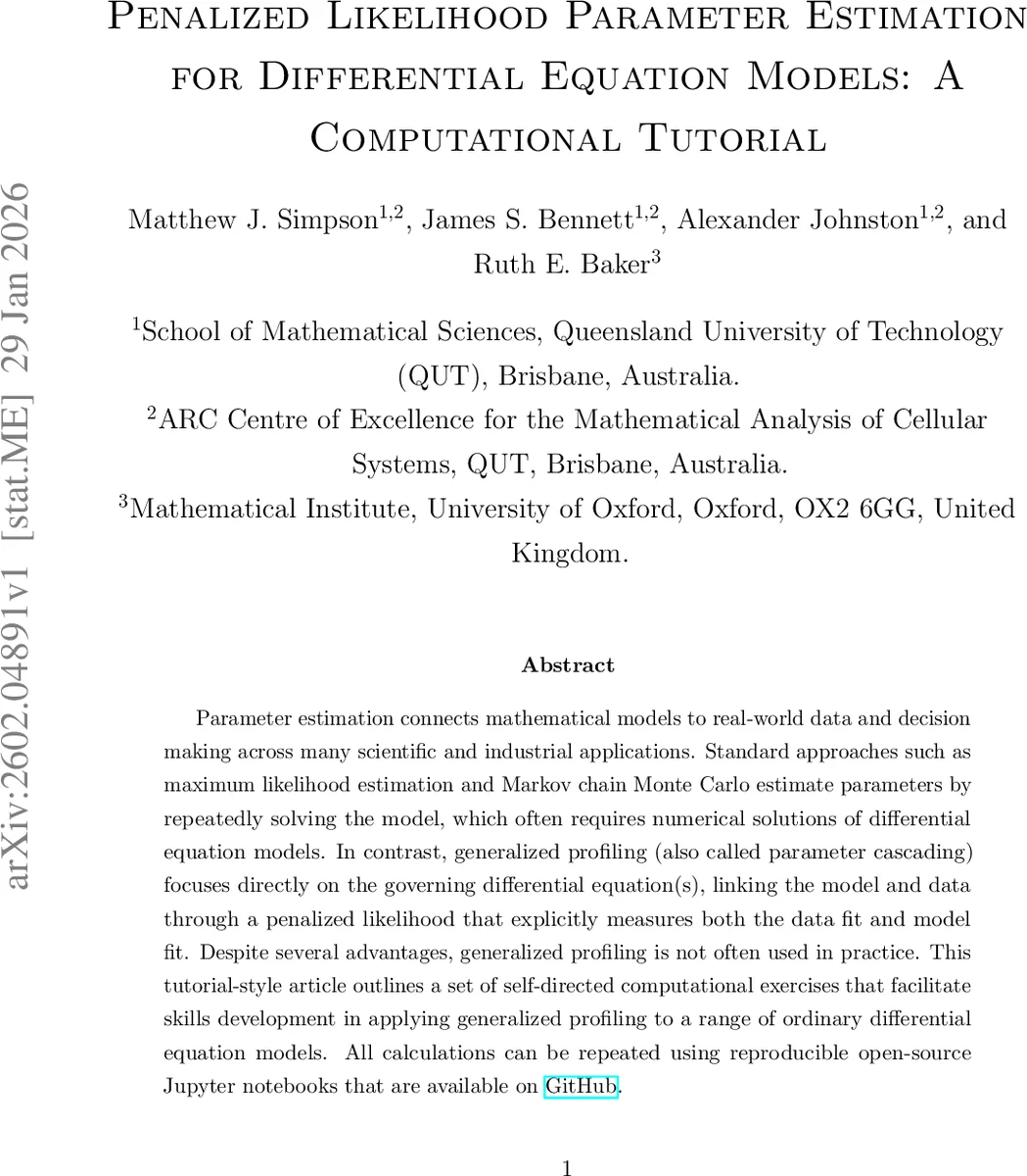 Penalized Likelihood Parameter Estimation for Differential Equation Models: A Computational Tutorial