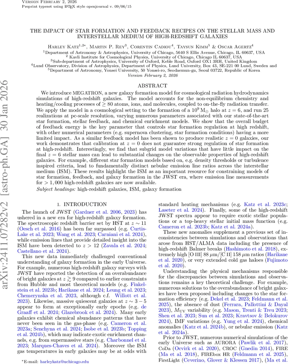 The Impact of Star Formation and Feedback Recipes on the Stellar Mass and Interstellar Medium of High-Redshift Galaxies