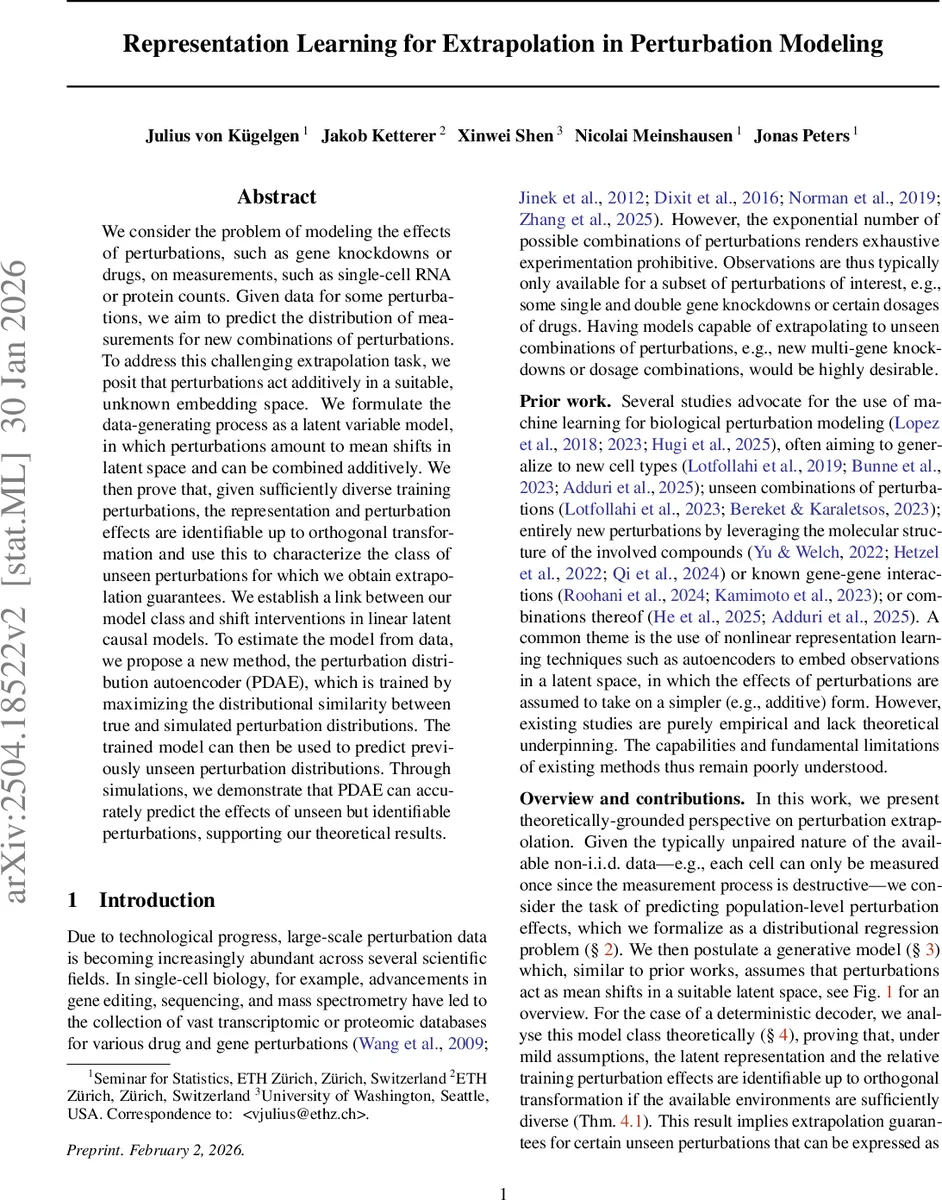 Representation Learning for Extrapolation in Perturbation Modeling