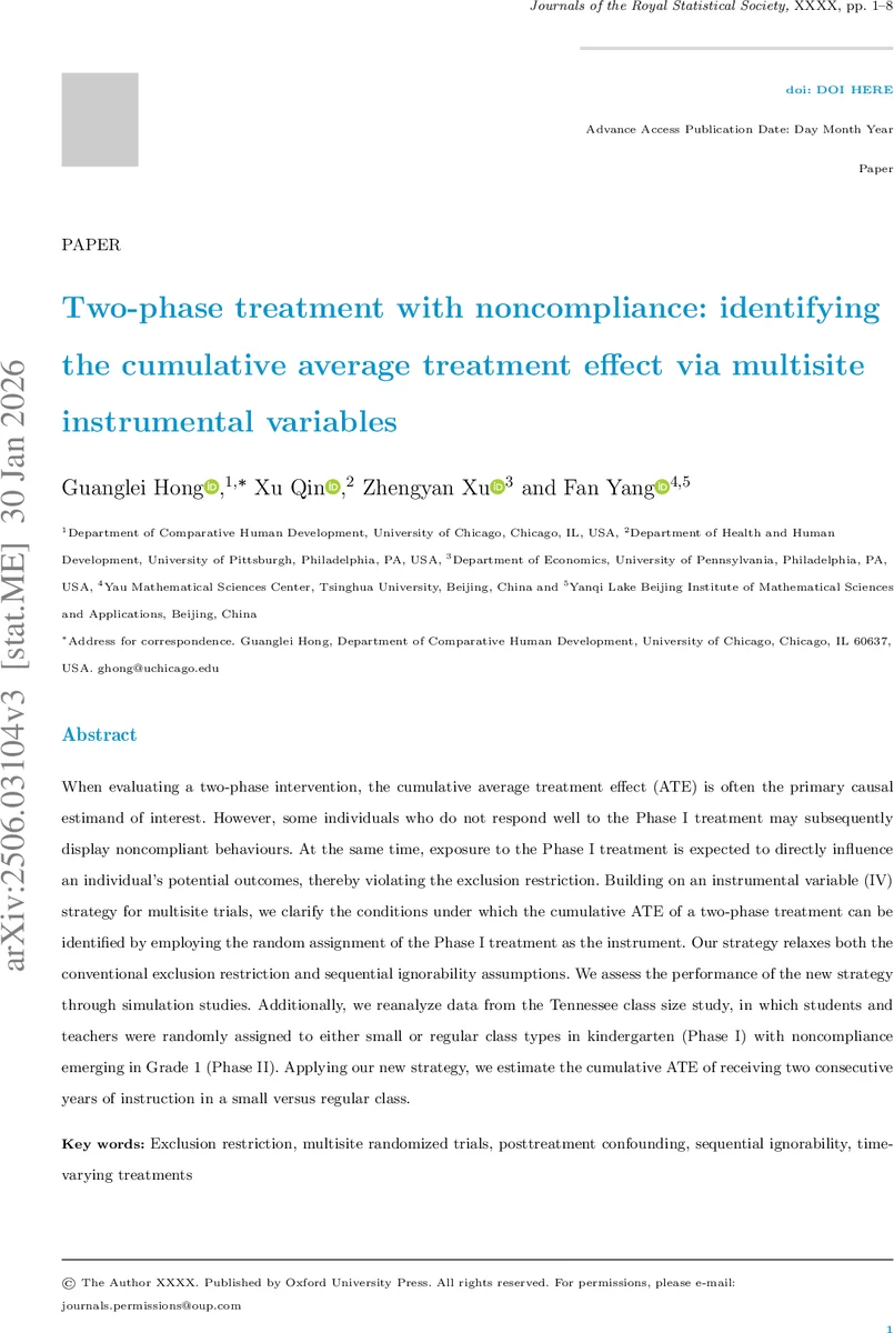 Two-Phase Treatment with Noncompliance: Identifying the Cumulative Average Treatment Effect via Multisite Instrumental Variables
