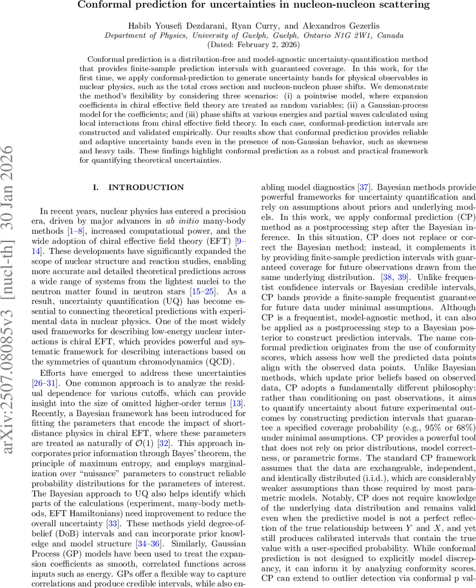Conformal prediction for uncertainties in nucleon-nucleon scattering