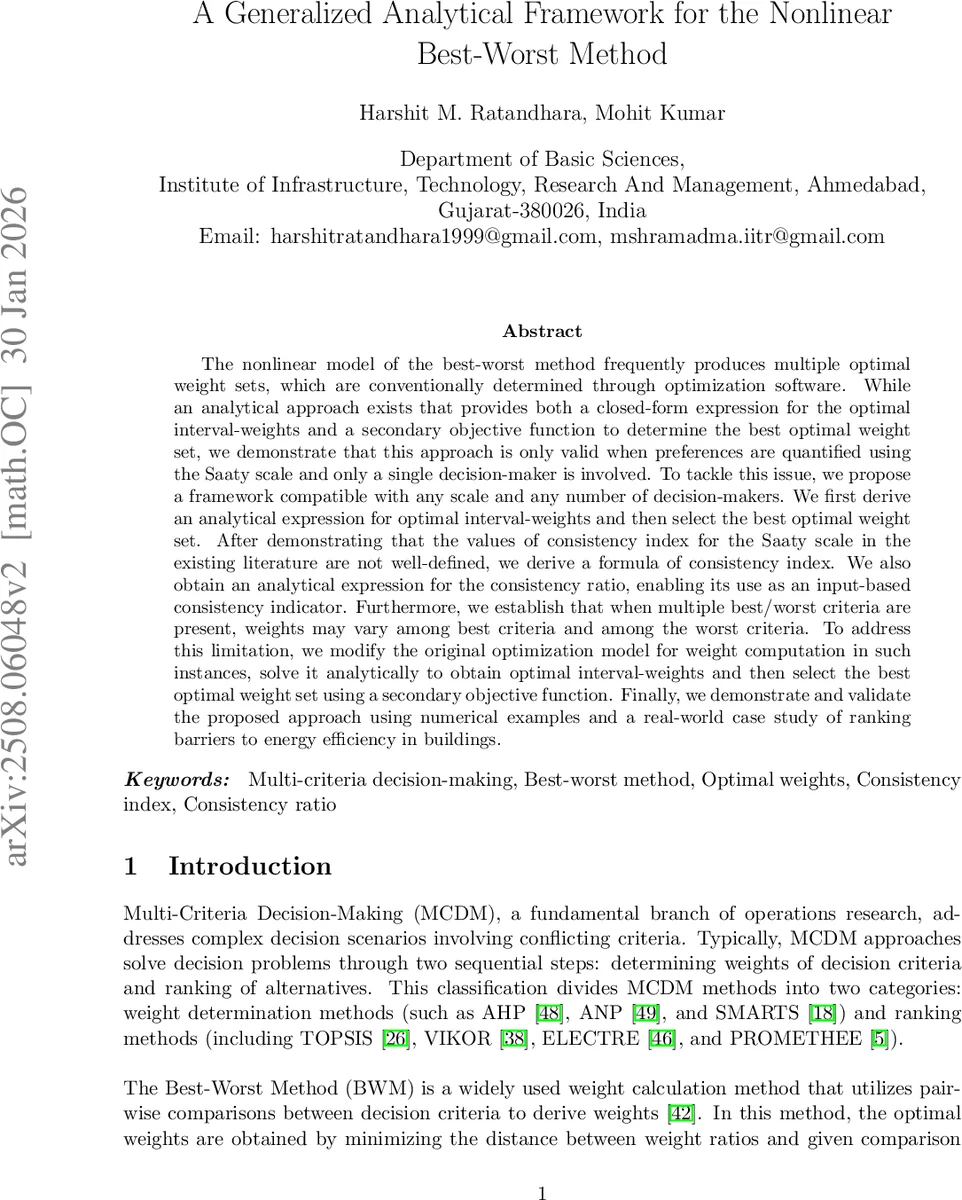 A Generalized Analytical Framework for the Nonlinear Best-Worst Method