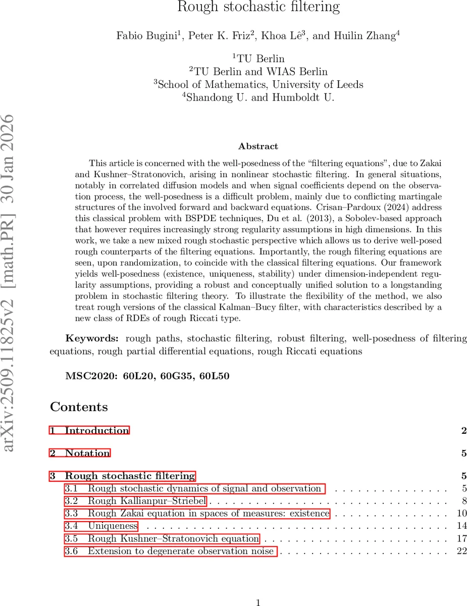 Rough stochastic filtering