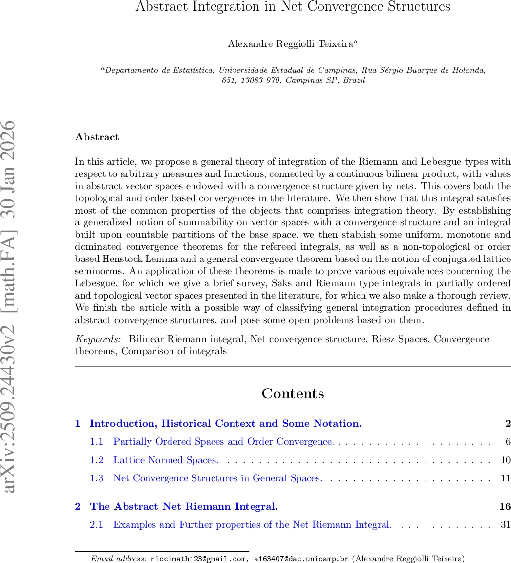 Abstract Integration in Net Convergence Structures