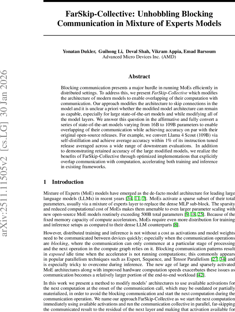 FarSkip-Collective: Unhobbling Blocking Communication in Mixture of Experts Models
