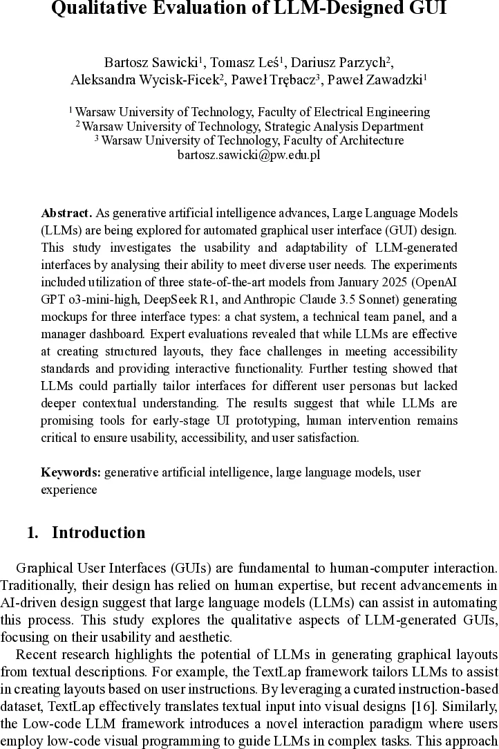 Qualitative Evaluation of LLM-Designed GUI