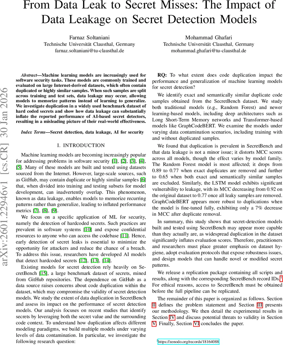 From Data Leak to Secret Misses: The Impact of Data Leakage on Secret Detection Models