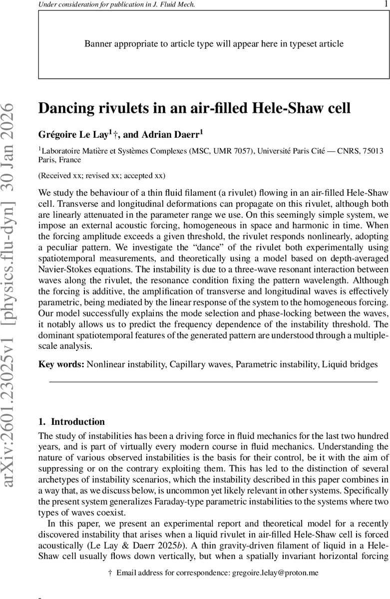 Dancing rivulets in an air-filled Hele-Shaw cell