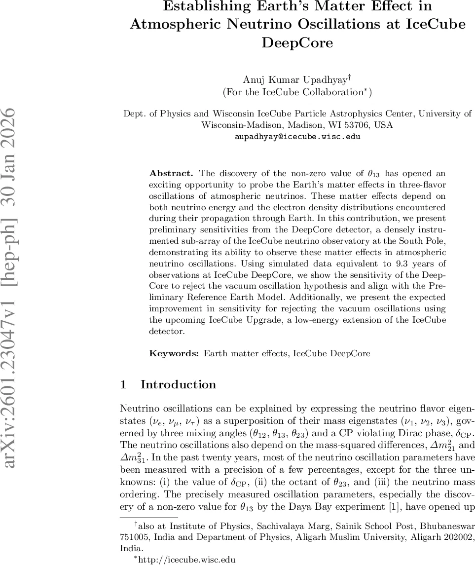 Establishing Earth's Matter Effect in Atmospheric Neutrino Oscillations at IceCube DeepCore