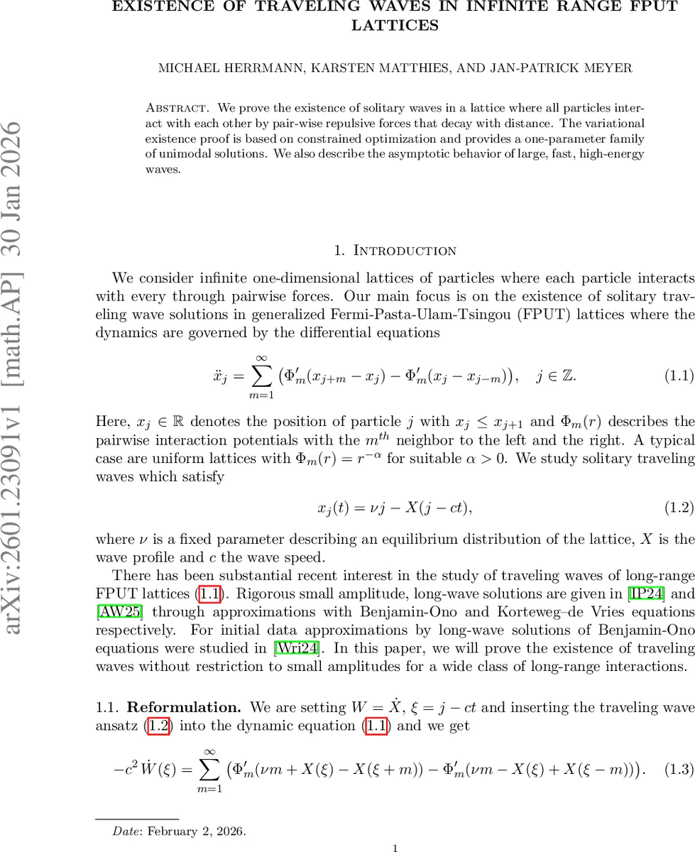 Existence of Traveling Waves in Infinite Range FPUT Lattices