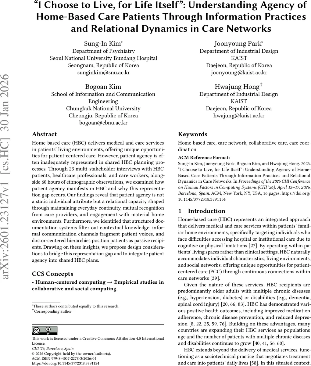 "I Choose to Live, for Life Itself": Understanding Agency of Home-Based Care Patients Through Information Practices and Relational Dynamics in Care Networks