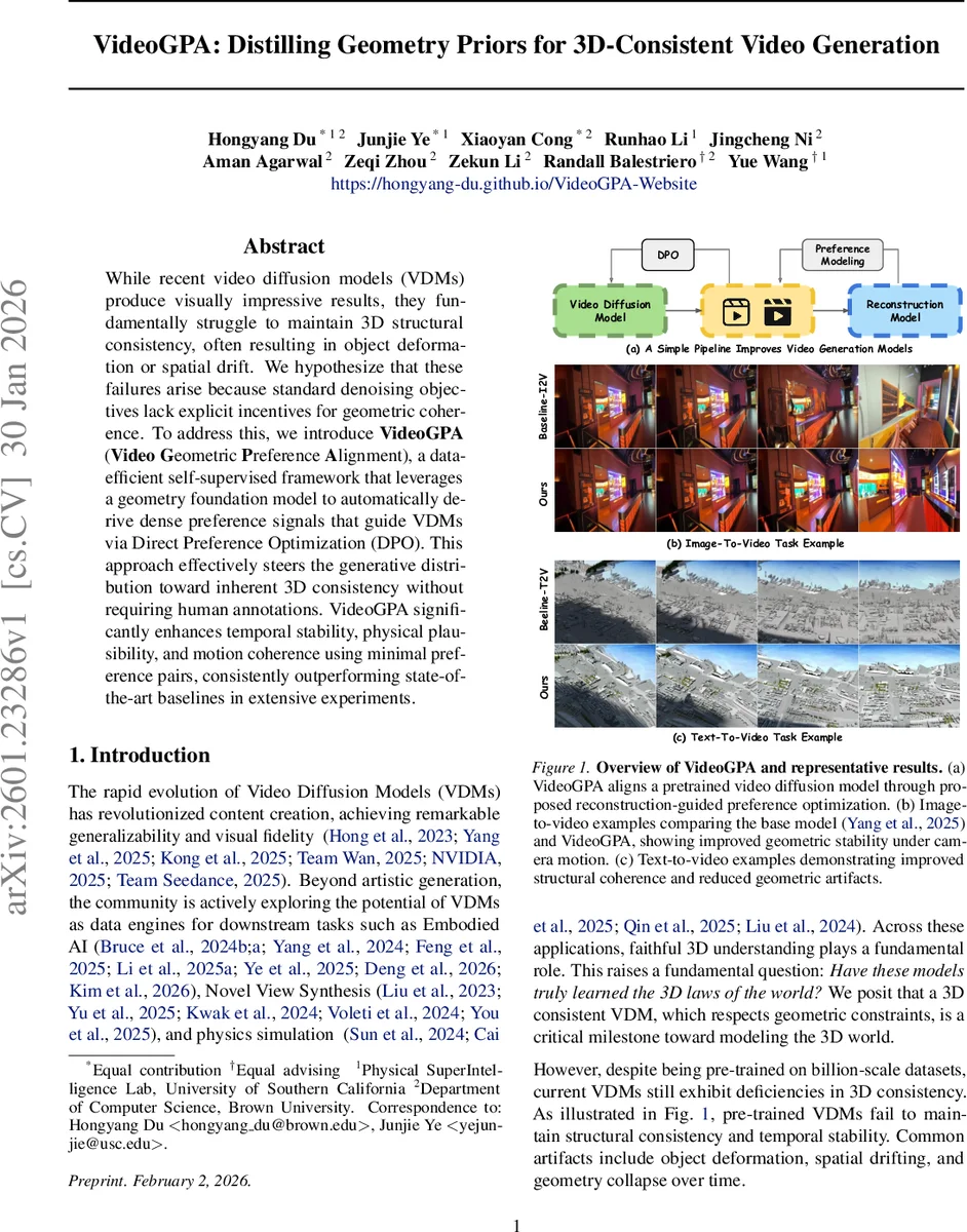 VideoGPA: Distilling Geometry Priors for 3D-Consistent Video Generation