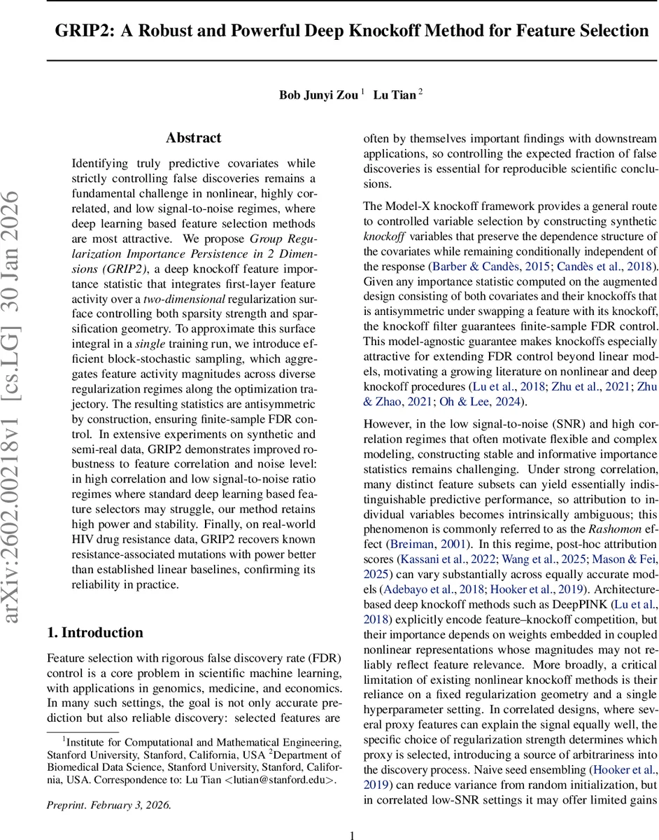 GRIP2: A Robust and Powerful Deep Knockoff Method for Feature Selection