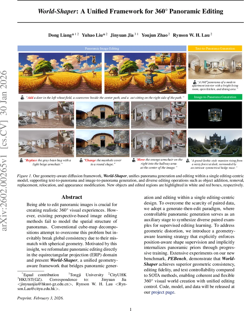 World-Shaper: A Unified Framework for 360° Panoramic Editing
