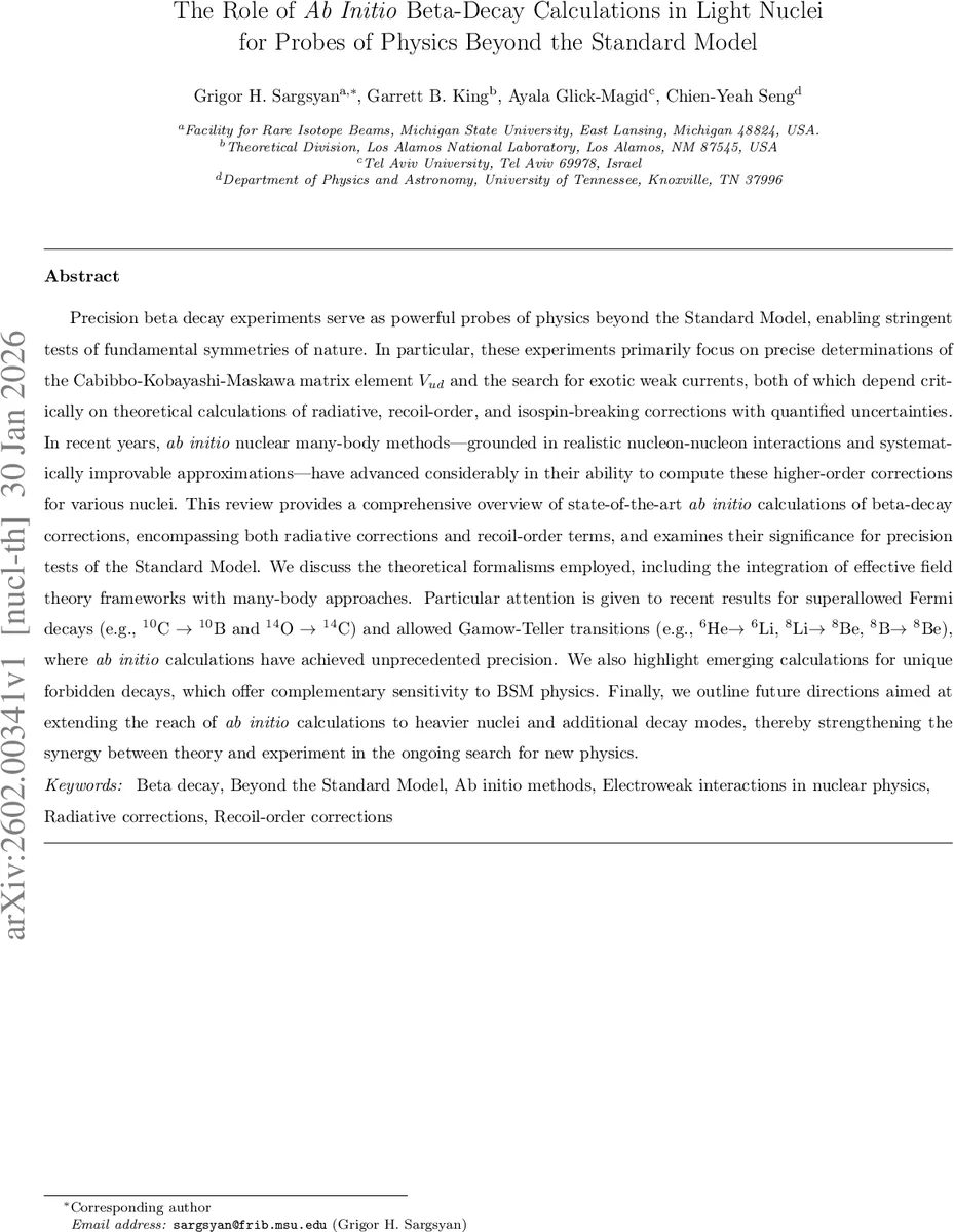 The Role of Ab Initio Beta-Decay Calculations in Light Nuclei for Probes of Physics Beyond the Standard Model
