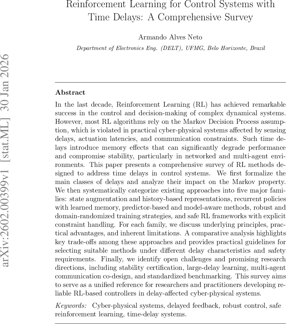 Reinforcement Learning for Control Systems with Time Delays: A Comprehensive Survey