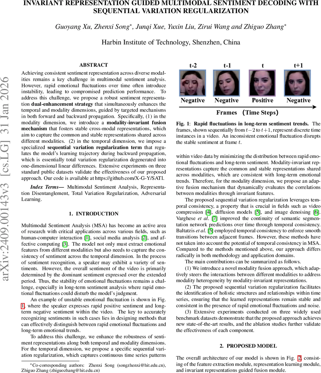 Invariant Representation Guided Multimodal Sentiment Decoding with Sequential Variation Regularization