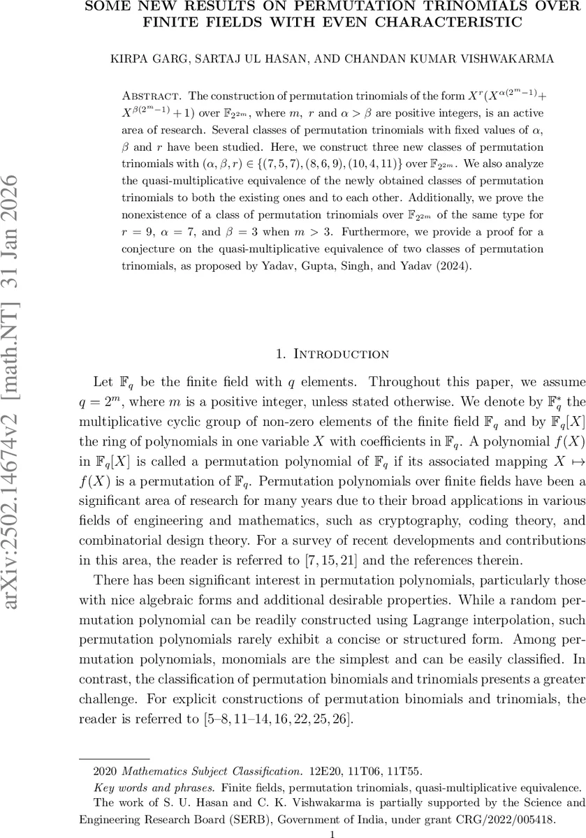 Some new results on permutation trinomials over finite fields with even characteristic