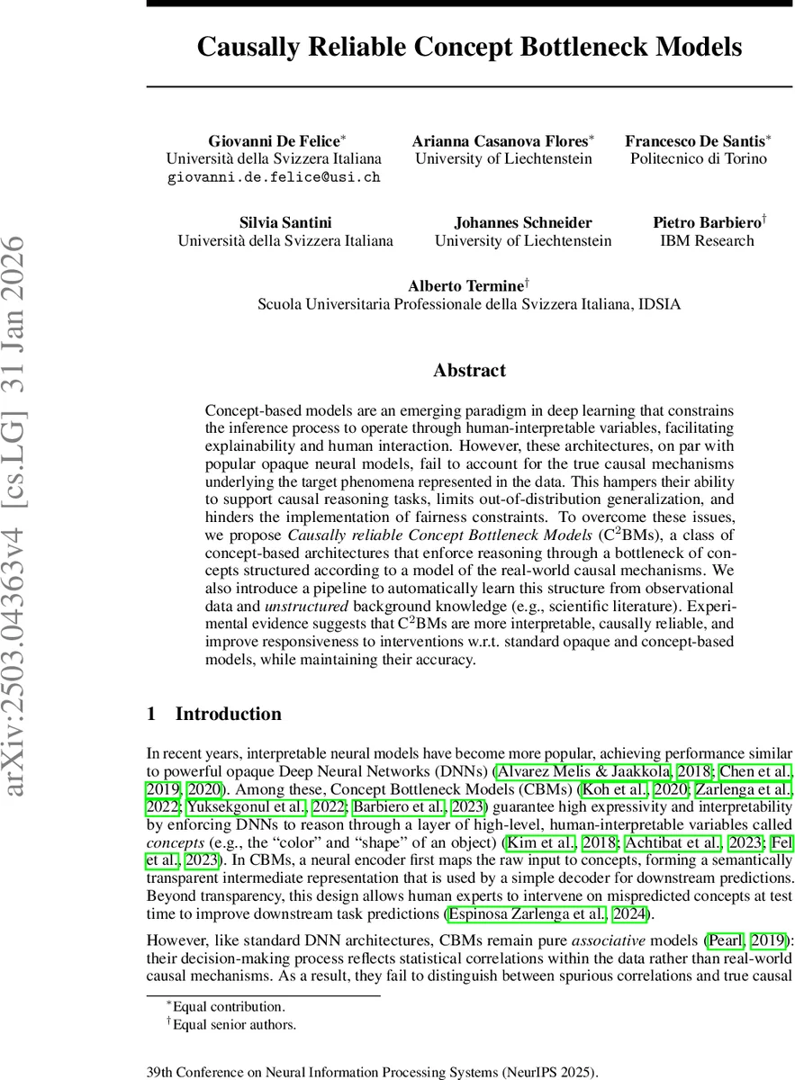 Causally Reliable Concept Bottleneck Models