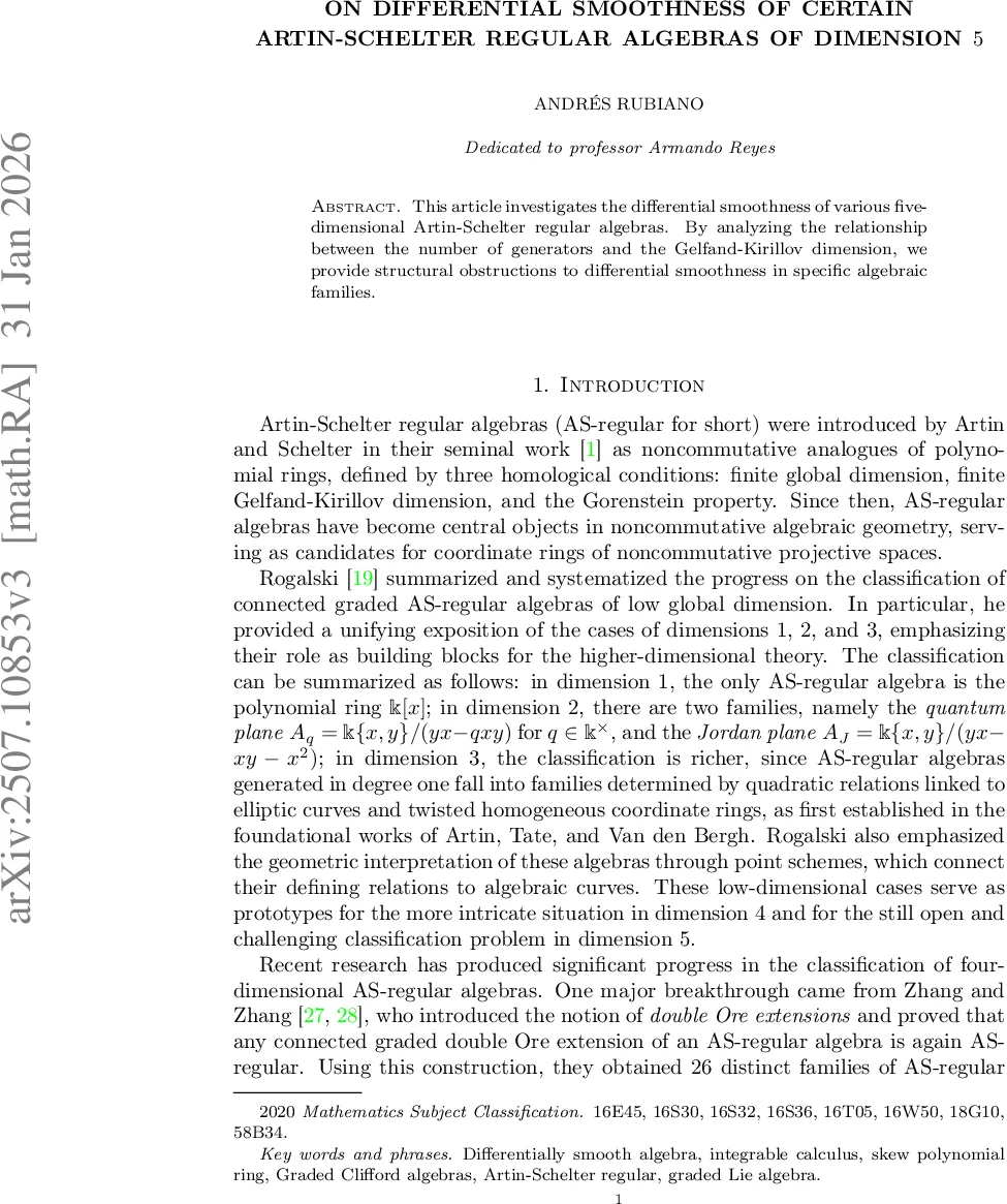 On differential smoothness of certain Artin-Schelter regular algebras of dimension 5