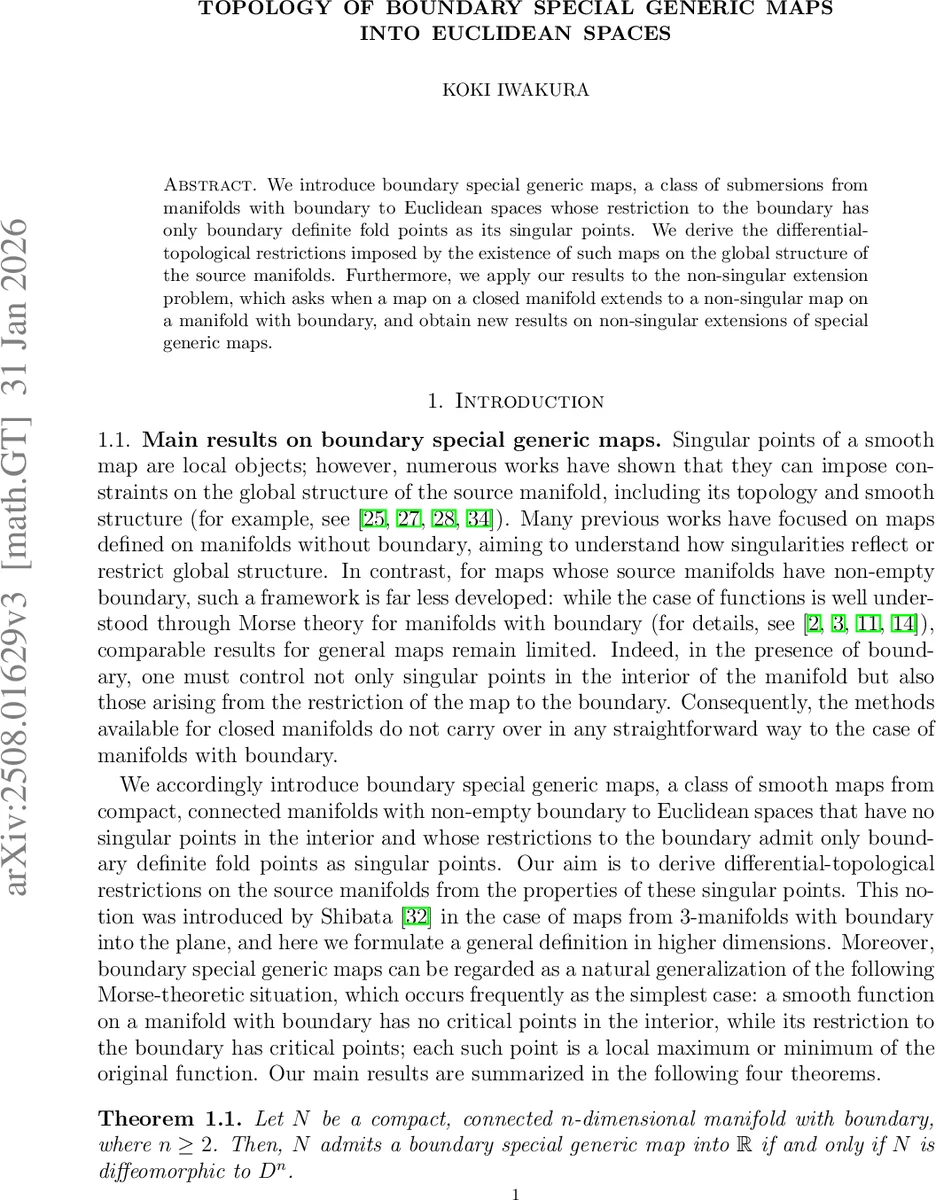 Topology of boundary special generic maps into Euclidean spaces