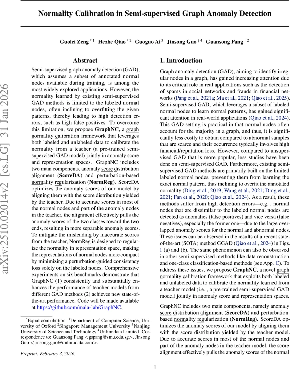 Normality Calibration in Semi-supervised Graph Anomaly Detection