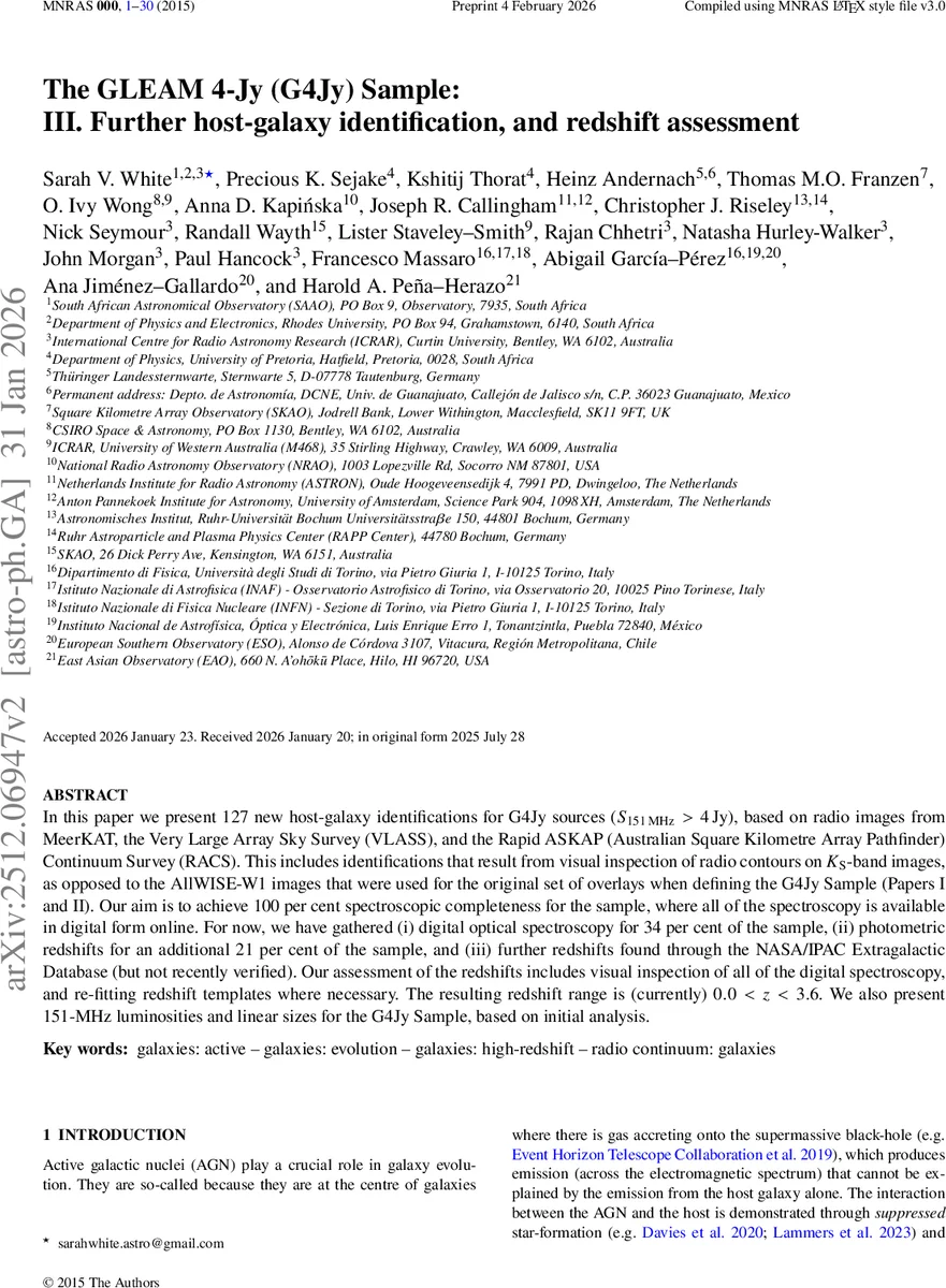 The GLEAM 4-Jy (G4Jy) Sample: III. Further host-galaxy identification, and redshift assessment