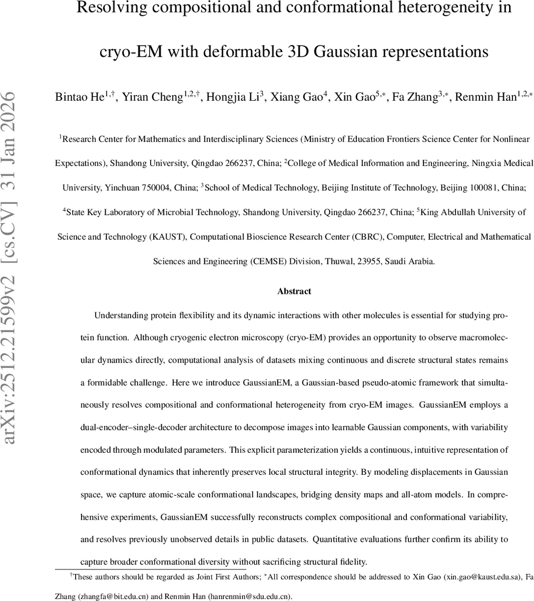 Resolving compositional and conformational heterogeneity in cryo-EM with deformable 3D Gaussian representations