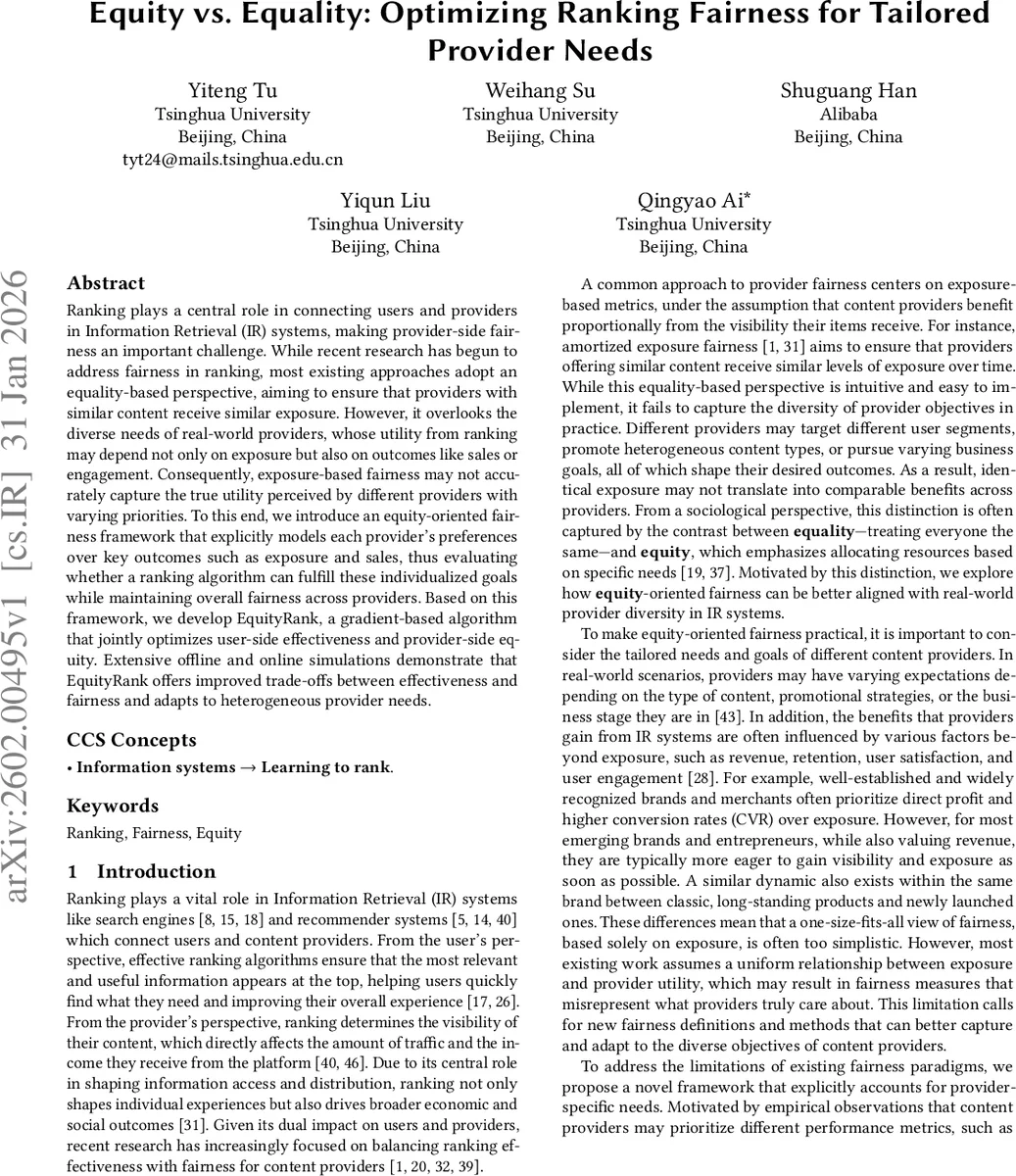 Equity vs. Equality: Optimizing Ranking Fairness for Tailored Provider Needs