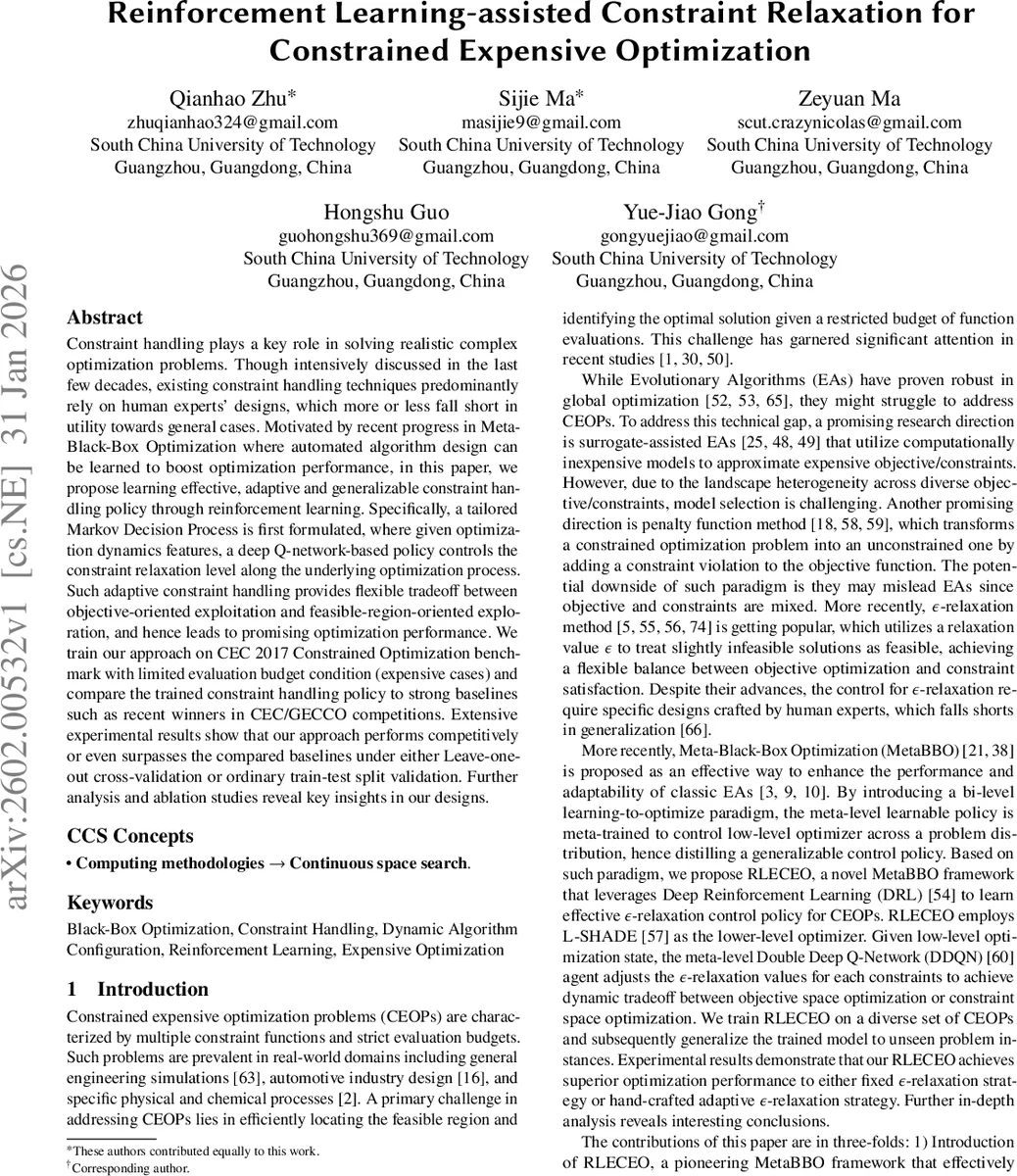 Reinforcement Learning-assisted Constraint Relaxation for Constrained Expensive Optimization