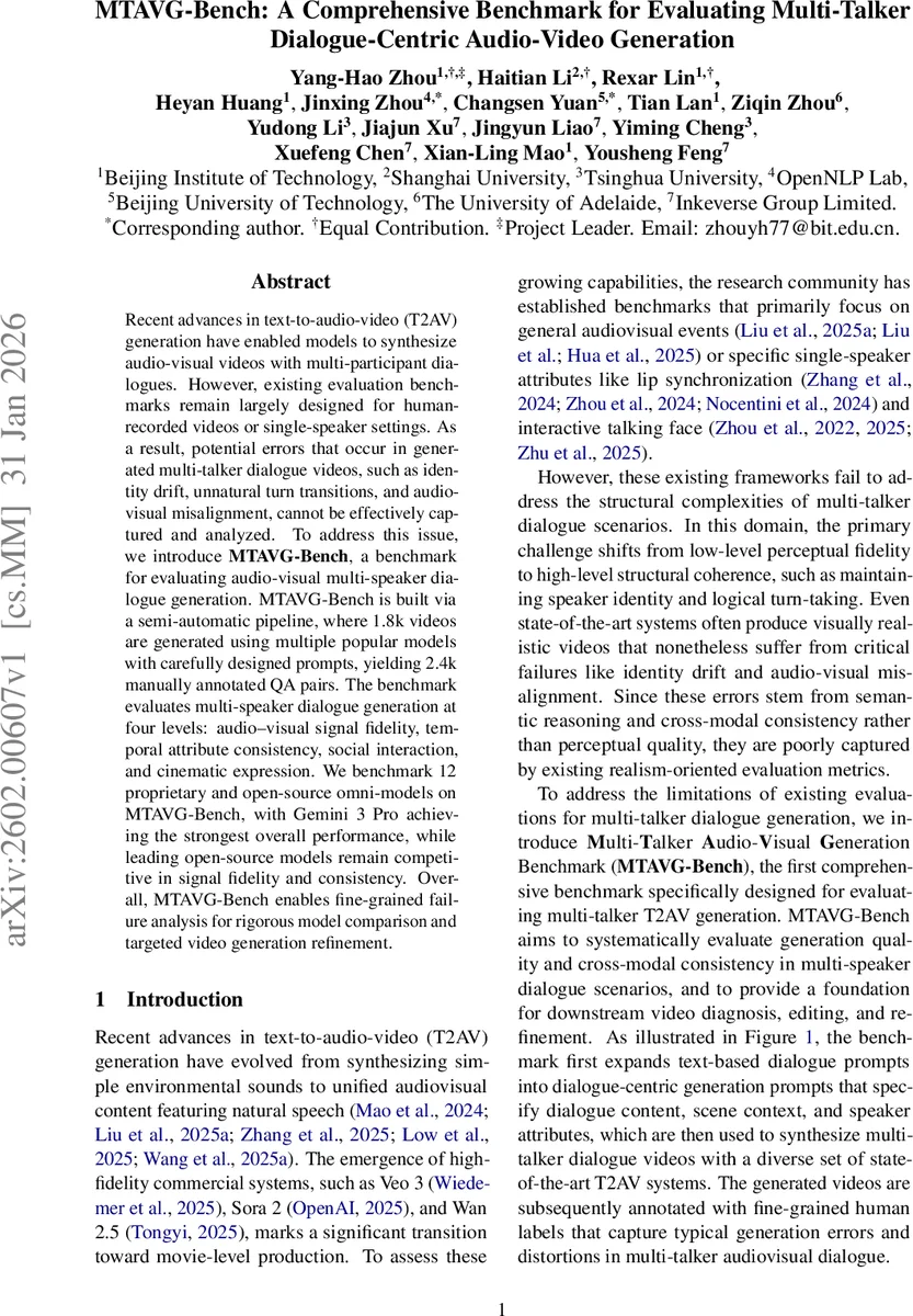 MTAVG-Bench: A Comprehensive Benchmark for Evaluating Multi-Talker Dialogue-Centric Audio-Video Generation