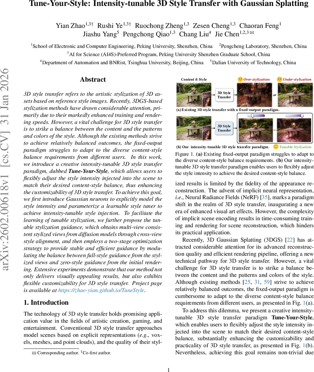 Tune-Your-Style: Intensity-tunable 3D Style Transfer with Gaussian Splatting