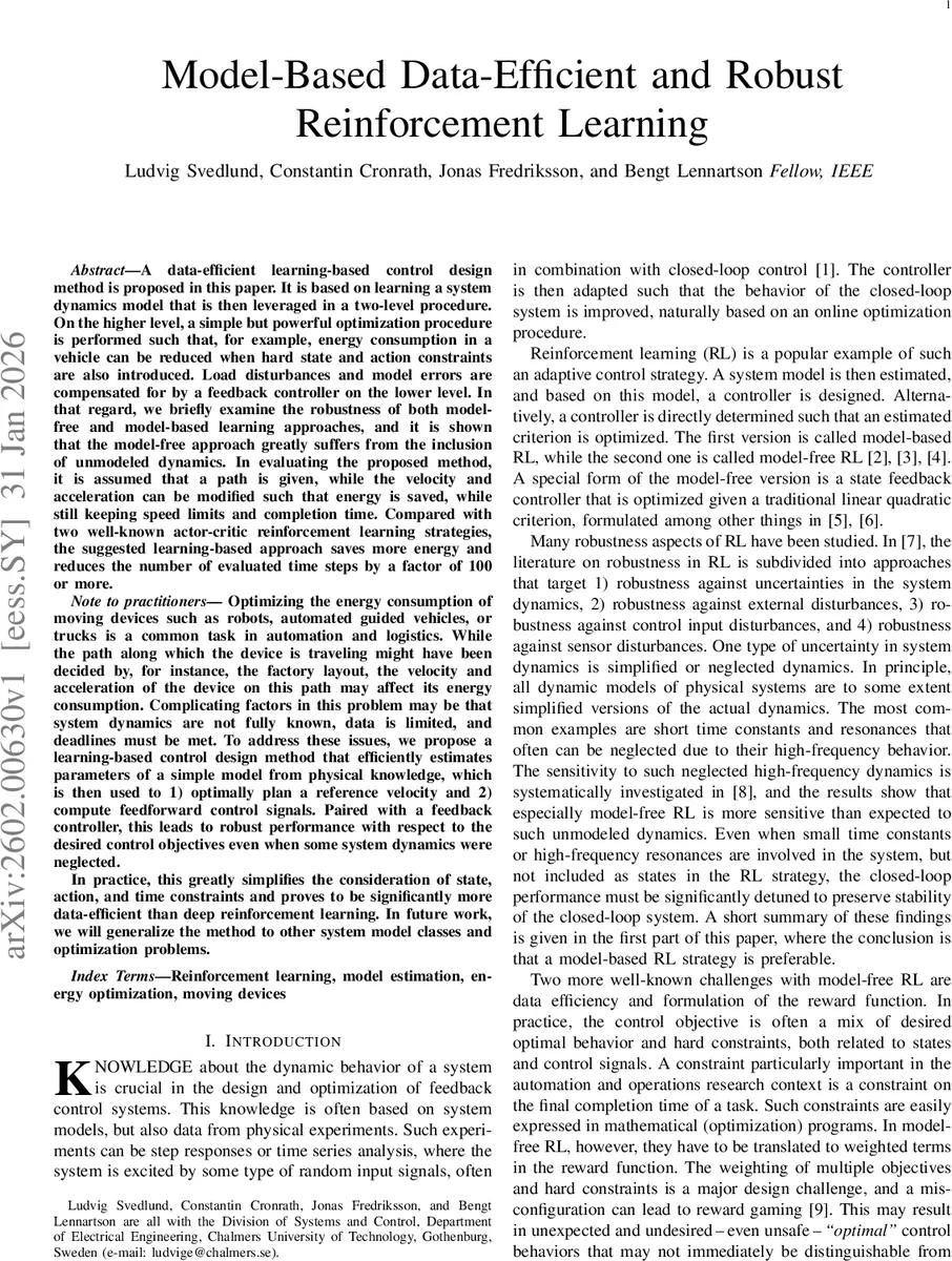 Model-Based Data-Efficient and Robust Reinforcement Learning