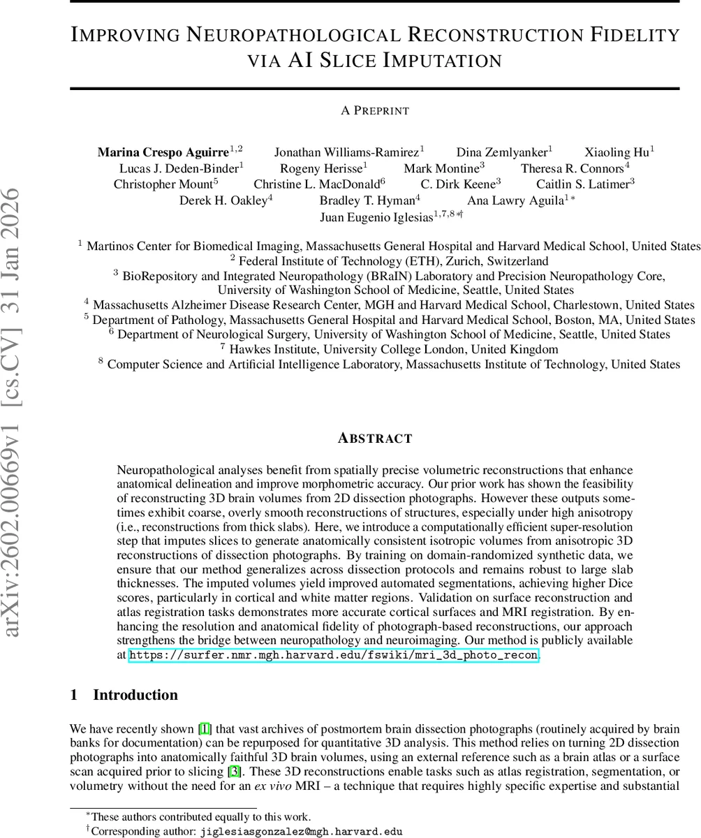 Improving Neuropathological Reconstruction Fidelity via AI Slice Imputation