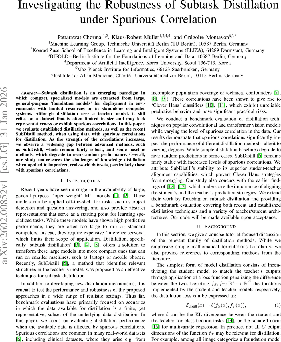 Investigating the Robustness of Subtask Distillation under Spurious Correlation