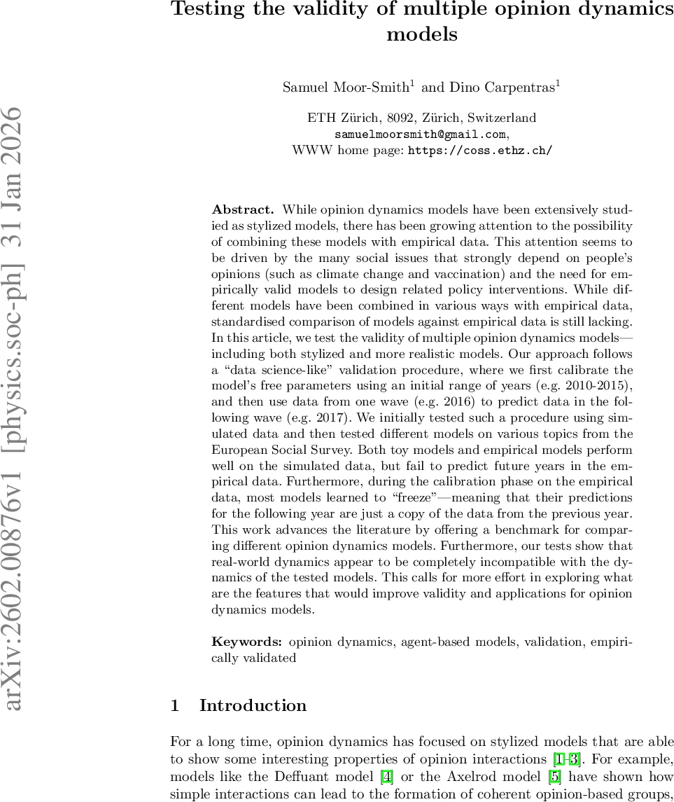 Testing the validity of multiple opinion dynamics models