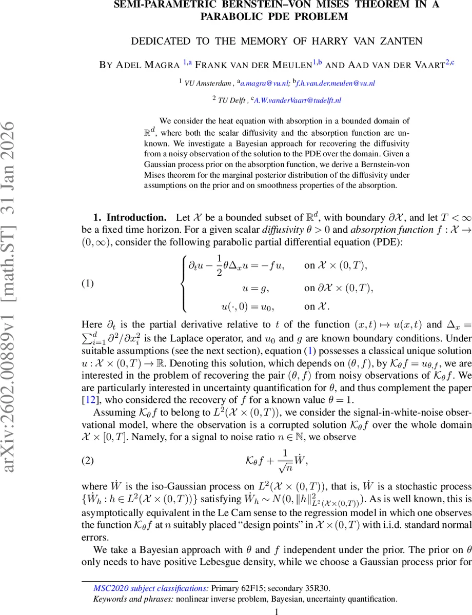 Semi-parametric Bernstein-von Mises Theorem in a Parabolic PDE Problem