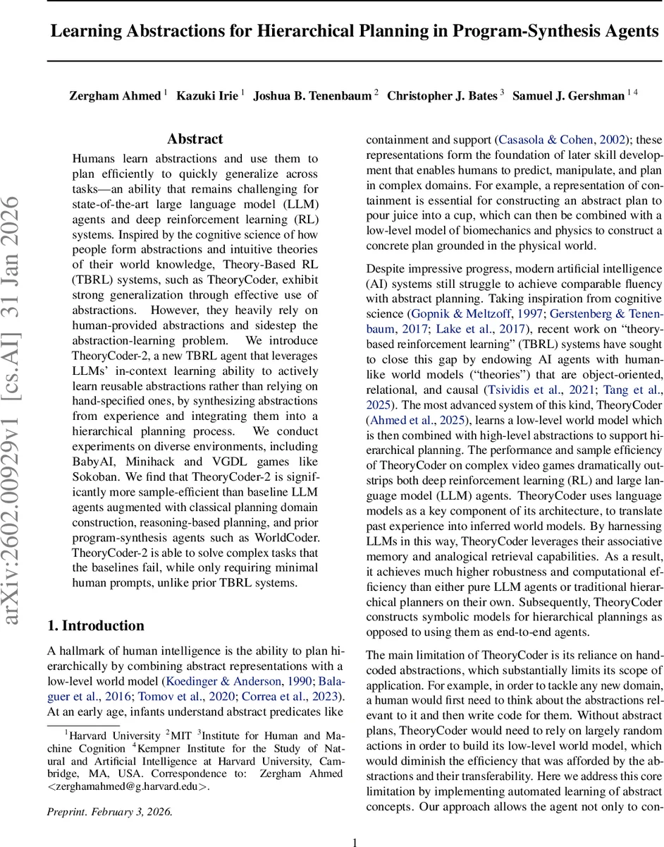 Learning Abstractions for Hierarchical Planning in Program-Synthesis Agents