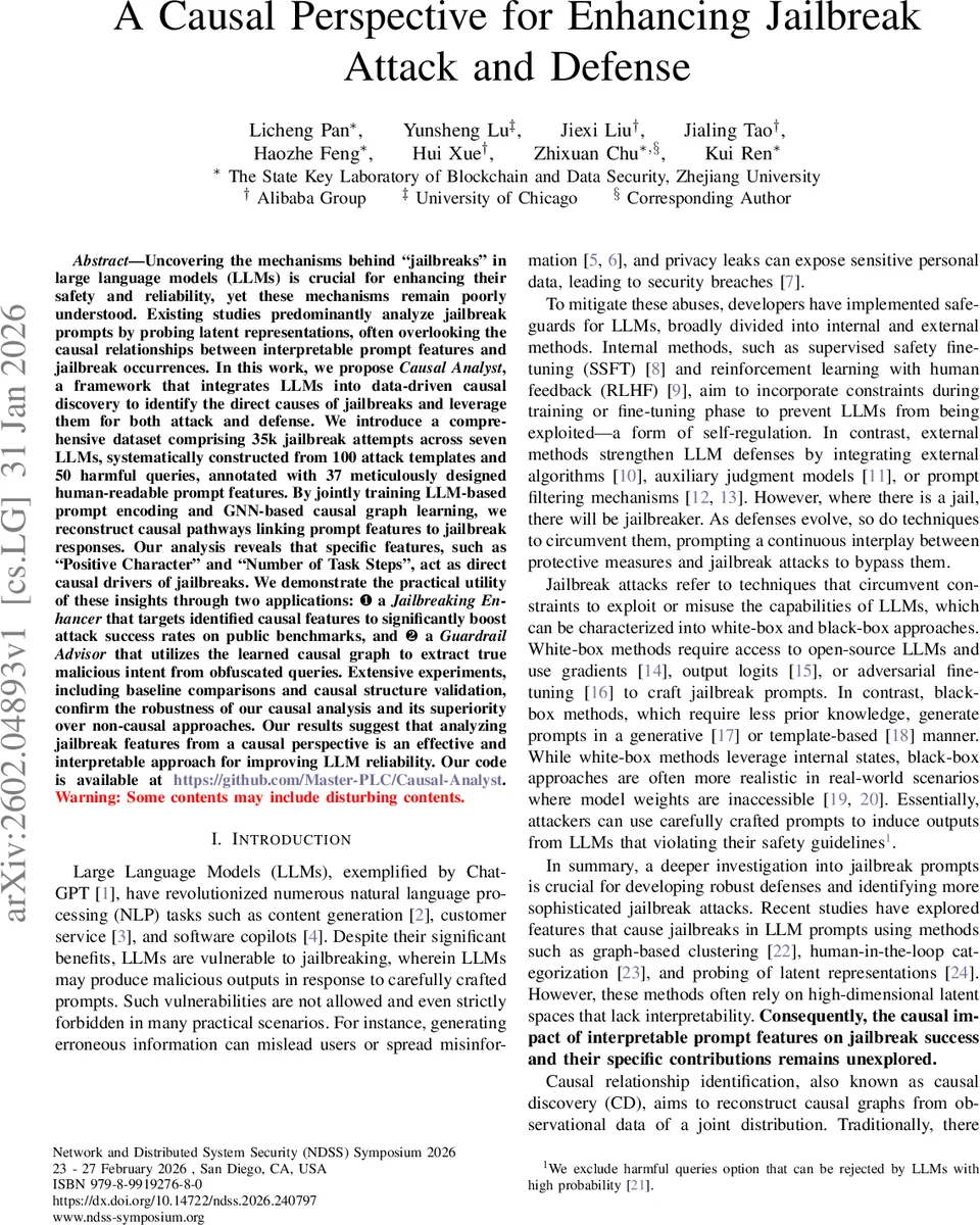 A Causal Perspective for Enhancing Jailbreak Attack and Defense