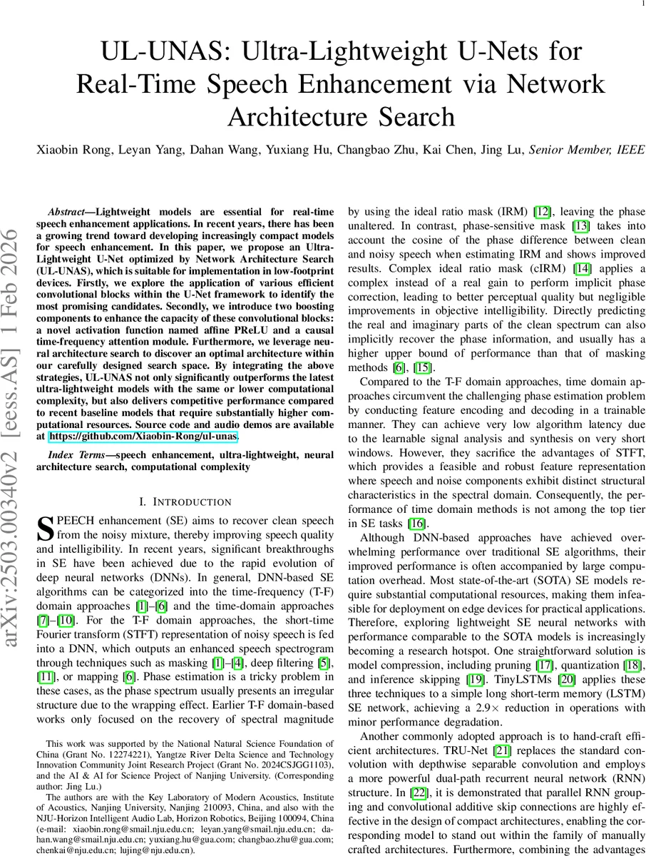 UL-UNAS: Ultra-Lightweight U-Nets for Real-Time Speech Enhancement via Network Architecture Search