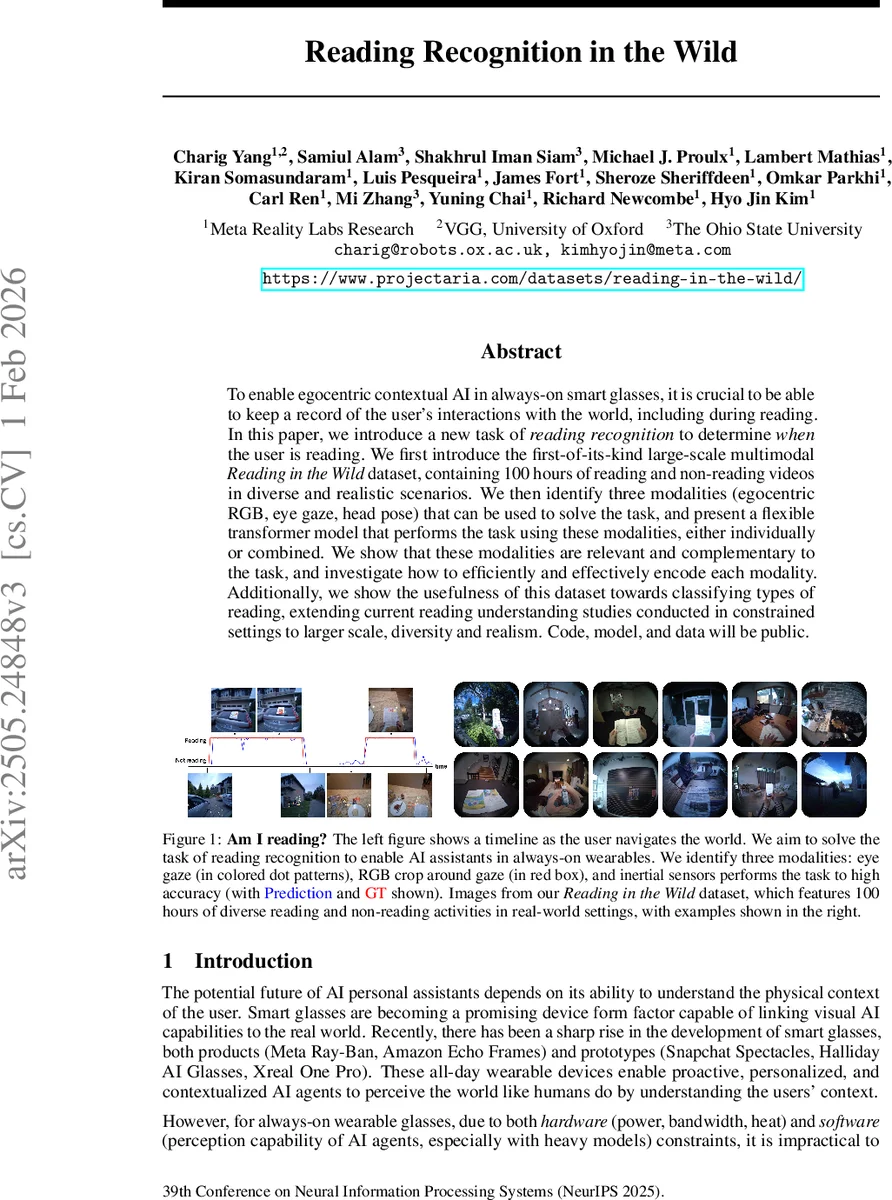 Reading Recognition in the Wild